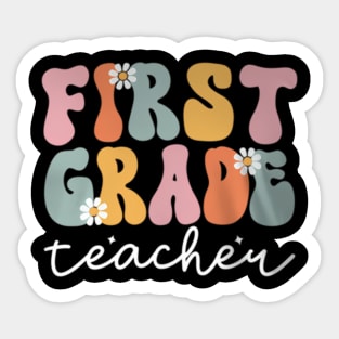 Groovy First Grade Teacher Retro 1st Day Of School Teacher Sticker